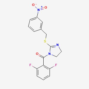 molecular formula C17H13F2N3O3S B2456752 1-(2,6-difluorobenzoyl)-2-{[(3-nitrophenyl)methyl]sulfanyl}-4,5-dihydro-1H-imidazole CAS No. 851808-72-5