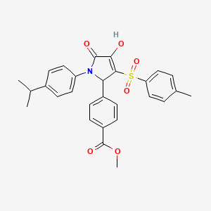 molecular formula C28H27NO6S B2456764 methyl 4-[4-hydroxy-3-(4-methylbenzenesulfonyl)-5-oxo-1-[4-(propan-2-yl)phenyl]-2,5-dihydro-1H-pyrrol-2-yl]benzoate CAS No. 1358046-68-0