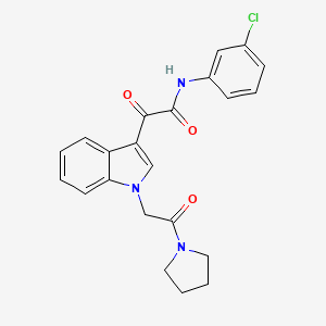 molecular formula C22H20ClN3O3 B2456767 N-(3-chlorophenyl)-2-oxo-2-{1-[2-oxo-2-(pyrrolidin-1-yl)ethyl]-1H-indol-3-yl}acetamide CAS No. 872849-37-1