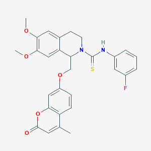 N-(3-fluorophenyl)-6,7-dimethoxy-1-(((4-methyl-2-oxo-2H-chromen-7-yl)oxy)methyl)-3,4-dihydroisoquinoline-2(1H)-carbothioamide