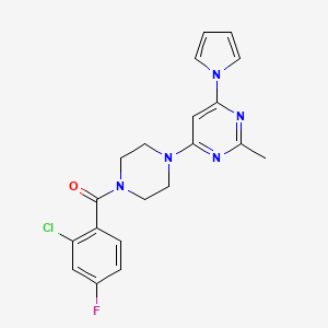 (2-chloro-4-fluorophenyl)(4-(2-methyl-6-(1H-pyrrol-1-yl)pyrimidin-4-yl)piperazin-1-yl)methanone
