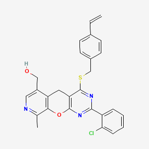 [5-(2-Chlorophenyl)-7-{[(4-ethenylphenyl)methyl]sulfanyl}-14-methyl-2-oxa-4,6,13-triazatricyclo[8.4.0.0^{3,8}]tetradeca-1(10),3(8),4,6,11,13-hexaen-11-yl]methanol