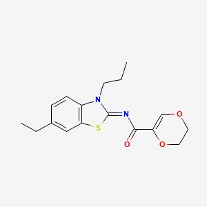(Z)-N-(6-ethyl-3-propylbenzo[d]thiazol-2(3H)-ylidene)-5,6-dihydro-1,4-dioxine-2-carboxamide