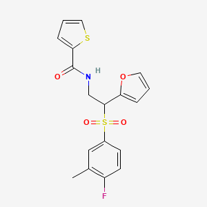 N-(2-((4-fluoro-3-methylphenyl)sulfonyl)-2-(furan-2-yl)ethyl)thiophene-2-carboxamide