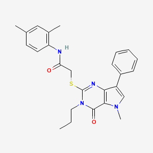 molecular formula C26H28N4O2S B2456799 N-(2,4-dimethylphenyl)-2-({5-methyl-4-oxo-7-phenyl-3-propyl-3H,4H,5H-pyrrolo[3,2-d]pyrimidin-2-yl}sulfanyl)acetamide CAS No. 1115338-36-7