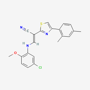 (2E)-3-[(5-chloro-2-methoxyphenyl)amino]-2-[4-(2,4-dimethylphenyl)-1,3-thiazol-2-yl]prop-2-enenitrile