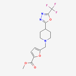 Methyl 5-((4-(5-(trifluoromethyl)-1,3,4-oxadiazol-2-yl)piperidin-1-yl)methyl)furan-2-carboxylate