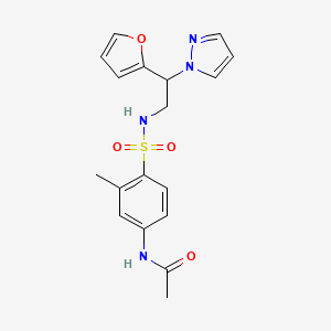 molecular formula C18H20N4O4S B2456817 N-(4-(N-(2-(furan-2-yl)-2-(1H-pyrazol-1-yl)ethyl)sulfamoyl)-3-methylphenyl)acetamide CAS No. 2034498-43-4