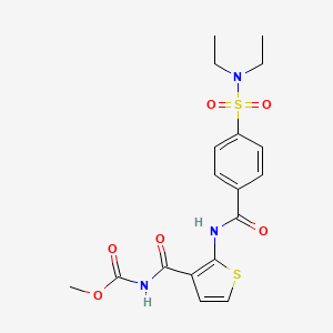 molecular formula C18H21N3O6S2 B2456827 methyl N-{2-[4-(diethylsulfamoyl)benzamido]thiophene-3-carbonyl}carbamate CAS No. 864941-22-0