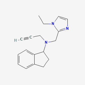 molecular formula C18H21N3 B2456829 N-[(1-ethyl-1H-imidazol-2-yl)methyl]-N-(prop-2-yn-1-yl)-2,3-dihydro-1H-inden-1-amine CAS No. 1252341-34-6