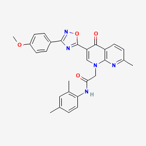 molecular formula C28H25N5O4 B2456851 N-(2,4-dimethylphenyl)-2-{3-[3-(4-methoxyphenyl)-1,2,4-oxadiazol-5-yl]-7-methyl-4-oxo-1,4-dihydro-1,8-naphthyridin-1-yl}acetamide CAS No. 1113119-52-0