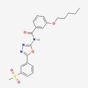 molecular formula C21H23N3O5S B2456856 N-[5-(3-methanesulfonylphenyl)-1,3,4-oxadiazol-2-yl]-3-(pentyloxy)benzamide CAS No. 886930-33-2