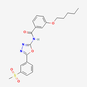 molecular formula C21H23N3O5S B2456856 N-(5-(3-(methylsulfonyl)phenyl)-1,3,4-oxadiazol-2-yl)-3-(pentyloxy)benzamide CAS No. 886930-33-2