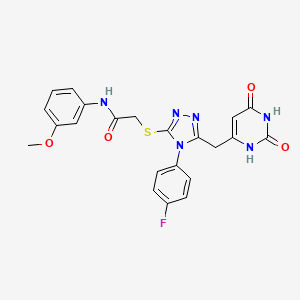 molecular formula C22H19FN6O4S B2456857 2-((5-((2,6-dioxo-1,2,3,6-tetrahydropyrimidin-4-yl)methyl)-4-(4-fluorophenyl)-4H-1,2,4-triazol-3-yl)thio)-N-(3-methoxyphenyl)acetamide CAS No. 852154-17-7