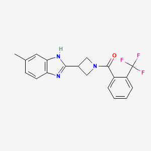molecular formula C19H16F3N3O B2456861 (3-(5-methyl-1H-benzo[d]imidazol-2-yl)azetidin-1-yl)(2-(trifluoromethyl)phenyl)methanone CAS No. 1396870-71-5