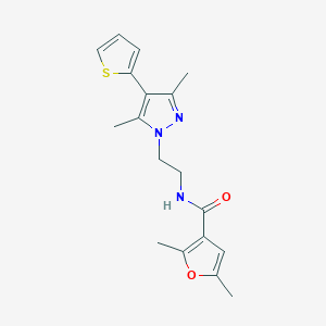 molecular formula C18H21N3O2S B2456863 N-(2-(3,5-dimethyl-4-(thiophen-2-yl)-1H-pyrazol-1-yl)ethyl)-2,5-dimethylfuran-3-carboxamide CAS No. 2034323-55-0