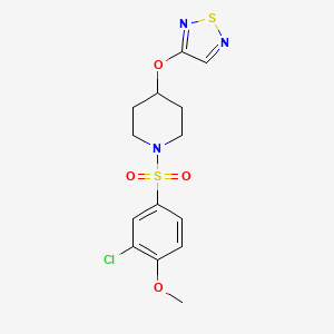 molecular formula C14H16ClN3O4S2 B2456873 1-(3-氯-4-甲氧基苯基磺酰)-4-(1,2,5-噻二唑-3-氧基)哌啶 CAS No. 2097897-73-7
