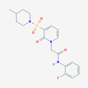molecular formula C19H22FN3O4S B2456881 N-(2-fluorophenyl)-2-{3-[(4-methylpiperidin-1-yl)sulfonyl]-2-oxo-1,2-dihydropyridin-1-yl}acetamide CAS No. 1251568-75-8