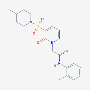 molecular formula C19H22FN3O4S B2456881 N-(2-氟苯基)-2-(3-((4-甲基哌啶-1-基)磺酰)-2-氧代吡啶-1(2H)-基)乙酰胺 CAS No. 1251568-75-8