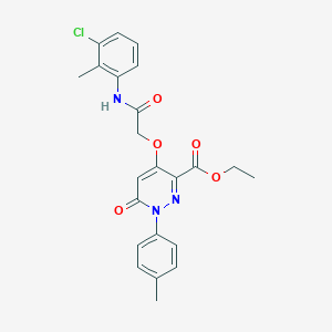 molecular formula C23H22ClN3O5 B2456888 Ethyl 4-(2-((3-chloro-2-methylphenyl)amino)-2-oxoethoxy)-6-oxo-1-(p-tolyl)-1,6-dihydropyridazine-3-carboxylate CAS No. 899944-05-9