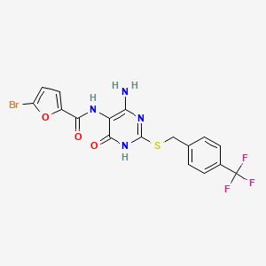 N-(4-amino-6-oxo-2-((4-(trifluoromethyl)benzyl)thio)-1,6-dihydropyrimidin-5-yl)-5-bromofuran-2-carboxamide