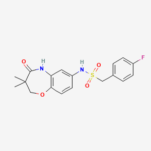 molecular formula C18H19FN2O4S B2456930 N-(3,3-dimethyl-4-oxo-2,3,4,5-tetrahydrobenzo[b][1,4]oxazepin-7-yl)-1-(4-fluorophenyl)methanesulfonamide CAS No. 922058-55-7