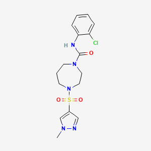 molecular formula C16H20ClN5O3S B2456940 N-(2-chlorophenyl)-4-((1-methyl-1H-pyrazol-4-yl)sulfonyl)-1,4-diazepane-1-carboxamide CAS No. 2034402-71-4