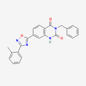 molecular formula C24H18N4O3 B2456941 3-benzyl-7-(3-(o-tolyl)-1,2,4-oxadiazol-5-yl)quinazoline-2,4(1H,3H)-dione CAS No. 1358320-40-7