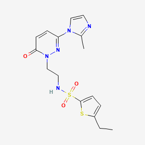 molecular formula C16H19N5O3S2 B2456947 5-ethyl-N-(2-(3-(2-methyl-1H-imidazol-1-yl)-6-oxopyridazin-1(6H)-yl)ethyl)thiophene-2-sulfonamide CAS No. 1351647-60-3