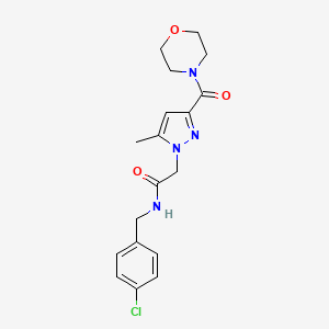 molecular formula C18H21ClN4O3 B2456949 N-(4-chlorobenzyl)-2-(5-methyl-3-(morpholine-4-carbonyl)-1H-pyrazol-1-yl)acetamide CAS No. 1173100-85-0