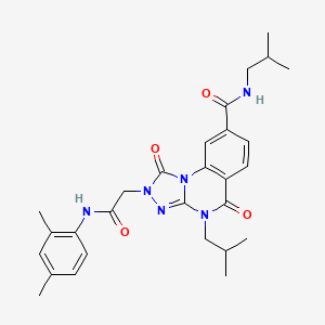 molecular formula C28H34N6O4 B2456950 2-(2-((2,4-dimethylphenyl)amino)-2-oxoethyl)-N,4-diisobutyl-1,5-dioxo-1,2,4,5-tetrahydro-[1,2,4]triazolo[4,3-a]quinazoline-8-carboxamide CAS No. 1223900-66-0