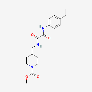 molecular formula C18H25N3O4 B2456951 甲基-4-((2-((4-乙基苯基)氨基)-2-氧代乙酰氨基)甲基)哌啶-1-羧酸乙酯 CAS No. 1235630-28-0