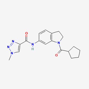 molecular formula C18H21N5O2 B2456952 N-(1-(cyclopentanecarbonyl)indolin-6-yl)-1-methyl-1H-1,2,3-triazole-4-carboxamide CAS No. 1448123-29-2