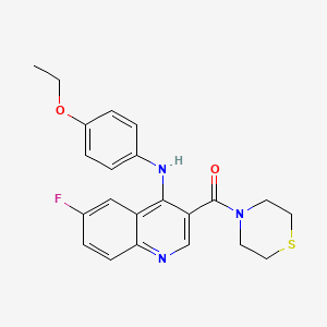 molecular formula C22H22FN3O2S B2457008 N-(4-ETHOXYPHENYL)-6-FLUORO-3-(THIOMORPHOLINE-4-CARBONYL)QUINOLIN-4-AMINE CAS No. 1326828-26-5