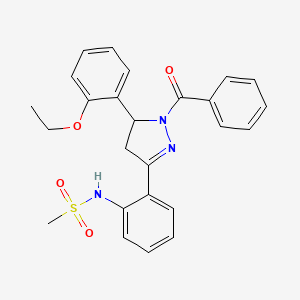molecular formula C25H25N3O4S B2457012 N-(2-(1-benzoyl-5-(2-ethoxyphenyl)-4,5-dihydro-1H-pyrazol-3-yl)phenyl)methanesulfonamide CAS No. 923194-89-2
