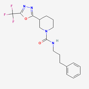 molecular formula C18H21F3N4O2 B2457019 N-(3-phenylpropyl)-3-[5-(trifluoromethyl)-1,3,4-oxadiazol-2-yl]piperidine-1-carboxamide CAS No. 1396757-96-2