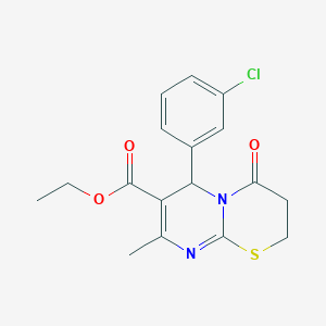 ethyl 6-(3-chlorophenyl)-8-methyl-4-oxo-2H,3H,4H,6H-pyrimido[2,1-b][1,3]thiazine-7-carboxylate