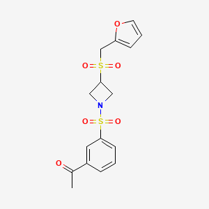 molecular formula C16H17NO6S2 B2457027 1-(3-((3-((Furan-2-ylmethyl)sulfonyl)azetidin-1-yl)sulfonyl)phenyl)ethanone CAS No. 1797848-49-7