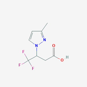 molecular formula C8H9F3N2O2 B2457029 4,4,4-trifluoro-3-(3-methyl-1H-pyrazol-1-yl)butanoic acid CAS No. 1342567-97-8