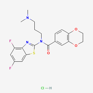 molecular formula C21H22ClF2N3O3S B2457039 N-(4,6-difluorobenzo[d]thiazol-2-yl)-N-(3-(dimethylamino)propyl)-2,3-dihydrobenzo[b][1,4]dioxine-6-carboxamide hydrochloride CAS No. 1217172-67-2
