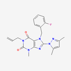 8-(3,5-Dimethylpyrazolyl)-7-[(2-fluorophenyl)methyl]-3-methyl-1-prop-2-enyl-1, 3,7-trihydropurine-2,6-dione