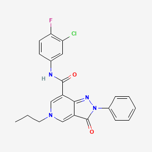 molecular formula C22H18ClFN4O2 B2457052 N-(3-chloro-4-fluorophenyl)-3-oxo-2-phenyl-5-propyl-2H,3H,5H-pyrazolo[4,3-c]pyridine-7-carboxamide CAS No. 923687-17-6