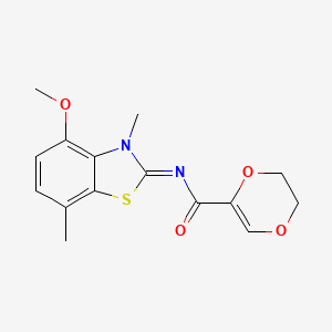 N-(4-methoxy-3,7-dimethyl-1,3-benzothiazol-2-ylidene)-2,3-dihydro-1,4-dioxine-5-carboxamide
