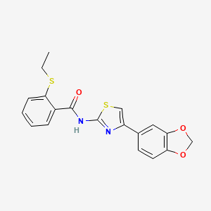 molecular formula C19H16N2O3S2 B2457071 N-(4-(benzo[d][1,3]dioxol-5-yl)thiazol-2-yl)-2-(ethylthio)benzamide CAS No. 941891-15-2