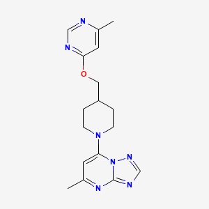 molecular formula C17H21N7O B2457073 5-Methyl-7-(4-(((6-methylpyrimidin-4-yl)oxy)methyl)piperidin-1-yl)-[1,2,4]triazolo[1,5-a]pyrimidine CAS No. 2320415-61-8
