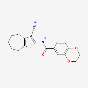 N-(3-cyano-5,6,7,8-tetrahydro-4H-cyclohepta[b]thiophen-2-yl)-2,3-dihydrobenzo[b][1,4]dioxine-6-carboxamide
