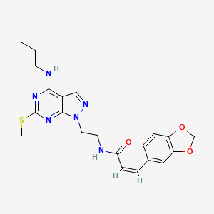 (Z)-3-(benzo[d][1,3]dioxol-5-yl)-N-(2-(6-(methylthio)-4-(propylamino)-1H-pyrazolo[3,4-d]pyrimidin-1-yl)ethyl)acrylamide