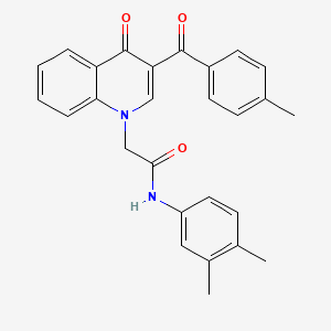 molecular formula C27H24N2O3 B2457111 N-(3,4-dimethylphenyl)-2-[3-(4-methylbenzoyl)-4-oxo-1,4-dihydroquinolin-1-yl]acetamide CAS No. 898343-85-6