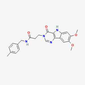molecular formula C23H24N4O4 B2457118 3-{7,8-dimethoxy-4-oxo-3H,4H,5H-pyrimido[5,4-b]indol-3-yl}-N-[(4-methylphenyl)methyl]propanamide CAS No. 1105215-34-6