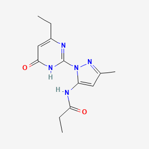 molecular formula C13H17N5O2 B2457149 N-(1-(4-ethyl-6-oxo-1,6-dihydropyrimidin-2-yl)-3-methyl-1H-pyrazol-5-yl)propionamide CAS No. 1002483-15-9